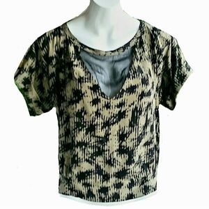Myne Ashley Ann Silk Blouse Sheer Mesh Detail Size 0